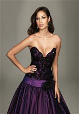2012 Evenings By Allure Prom Dresses A404.  Available in Charcoal/Black, Purple/Black, Red/Black